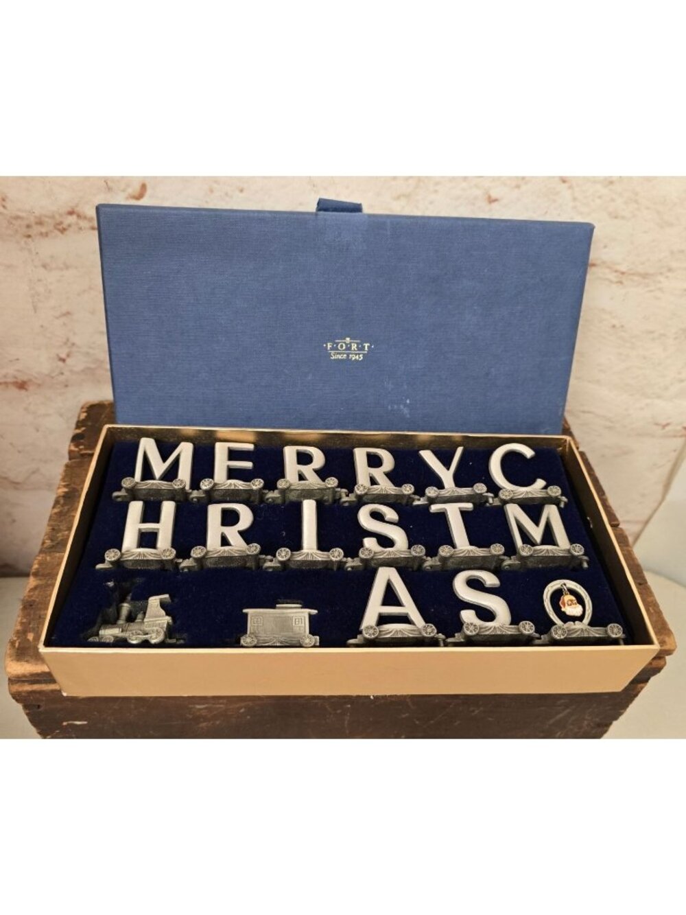 Fort Pewter Merry Christmas Train Set Letters